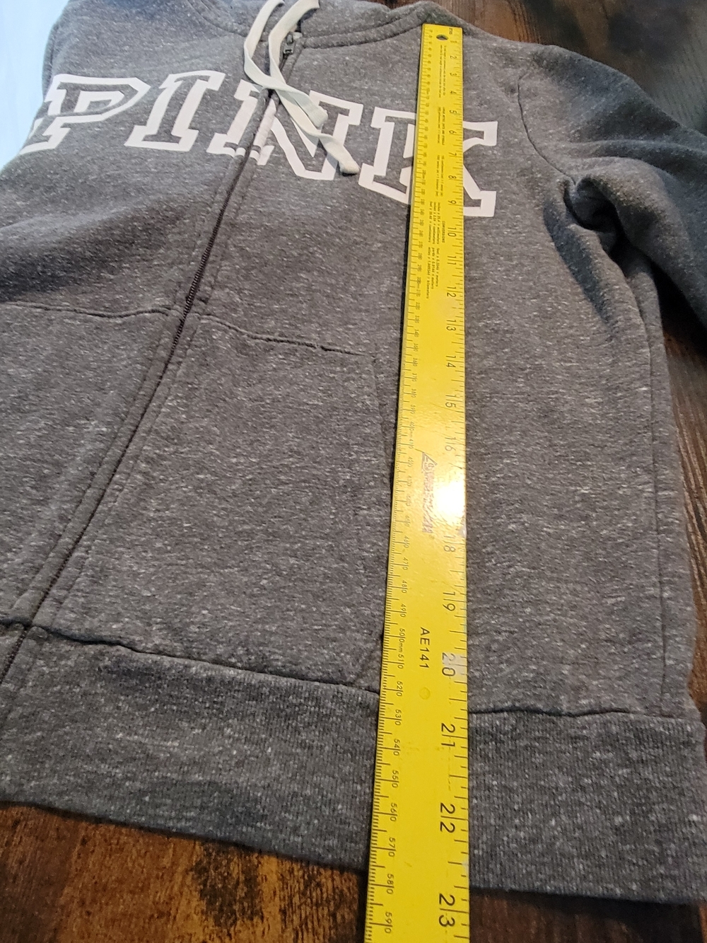 PINK Victoria's Secret Gray Zip-Up Hoodie with White Logo - Picture 10 of 10